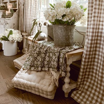 Ivory Classic Cottage Square Floor Cushion