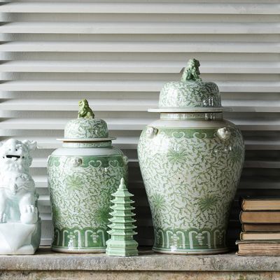 Jingdezhen Hand Painted Lidded Temple Jar