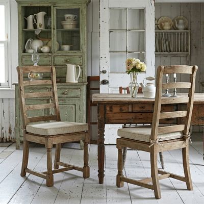 Ladderback Wood Side Chair With Cushion