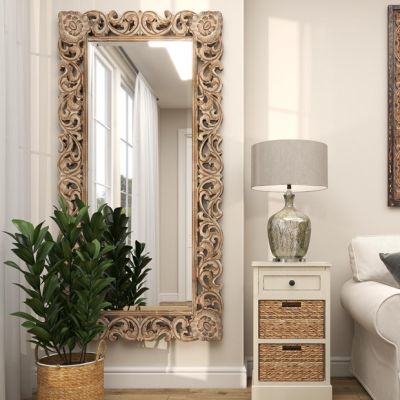 Large Carved Floral Lattice Wall Mirror