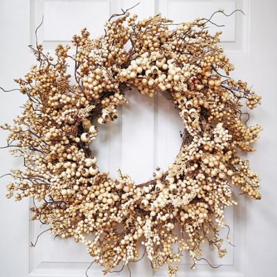 Large Cream Berry Decorative Wreath