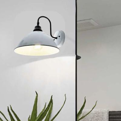 LARGE White Enamel Farmhouse Wall Sconce