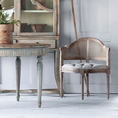 Lattice Back Cushioned Corner Chair
