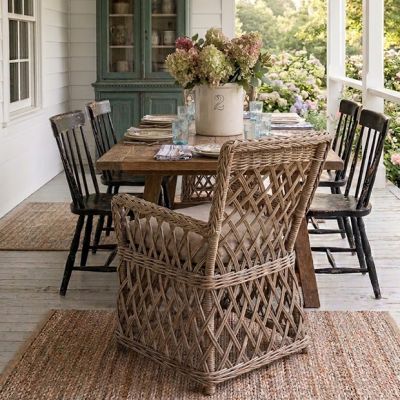 Lattice Rattan Cushioned Arm Chair