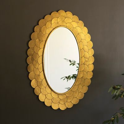 Layered Gold Scallop Petals Wall Mirror