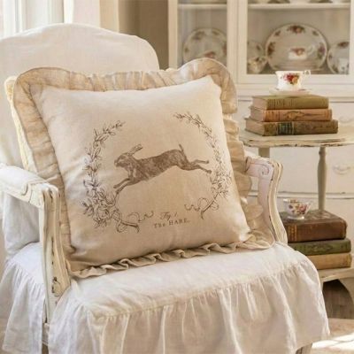 Leaping Rabbit Ruffled Accent Pillow