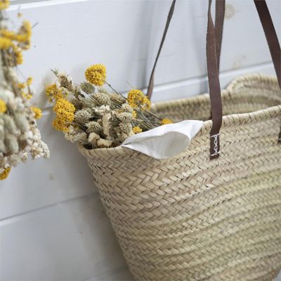 Leather Handled Oversized Straw Tote