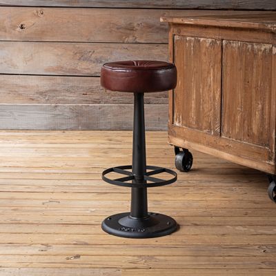Leather Upholstered Backless Bar Stool