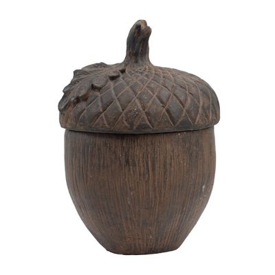 Lidded Cement Acorn Jar