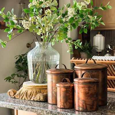 Lidded Copper Finished Stainless Steel Canisters Set of 4