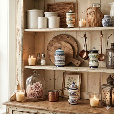 Lidded Floral Ceramic Spice Canisters Set of 4