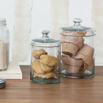 Lidded Glass Round Canister