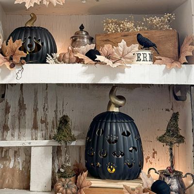 Lidded Pumpkin Candle Lantern