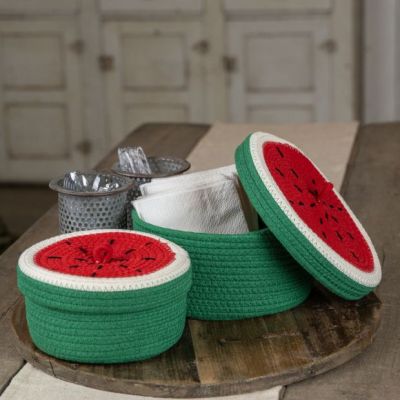 Lidded Watermelon Baskets Set of 2