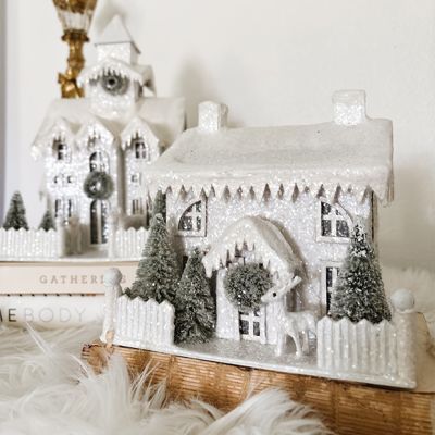 Light Up Snowy White Manor House