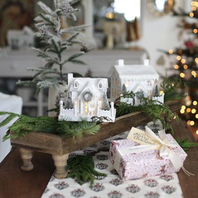 Light Up Snowy White Village House