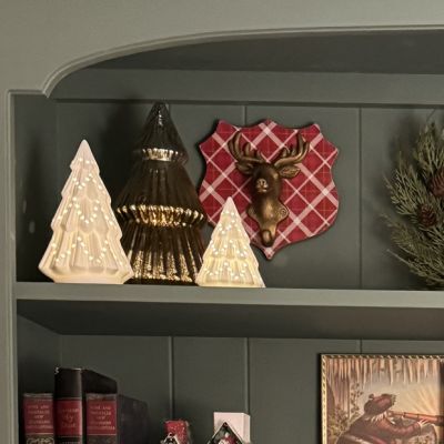 Light Up Stoneware Christmas Tree Set of 2