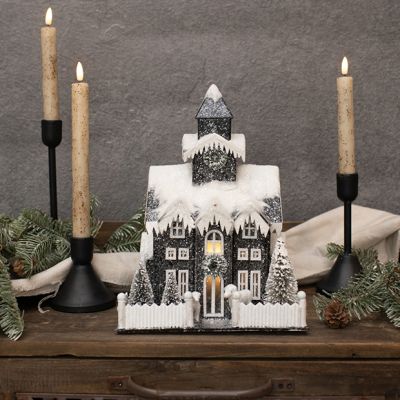 Lighted Snow Covered Country Church