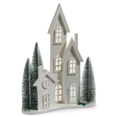 Lighted White Glitter Village Collection
