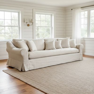 Linen Fabric Cushioned Sofa