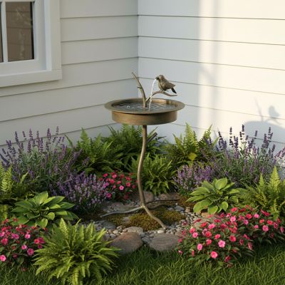 Little Wren Bird Bath Garden Fountain