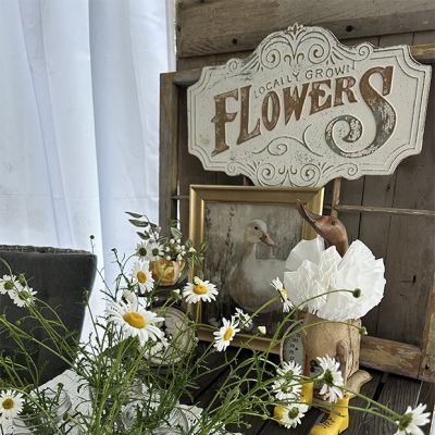 Locally Grown Flowers Metal Plaque Sign