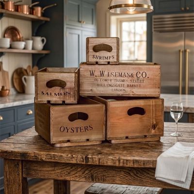 London Market Wood Crate Set of 5
