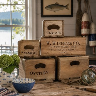 London Market Wood Crate Set of 5