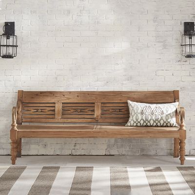 Long Teak Wood Outdoor Bench