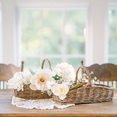 Long Wicker Basket With Handle Set of 2