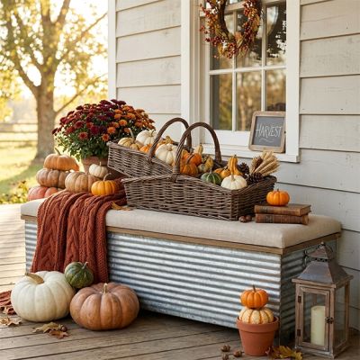 Long Wicker Basket With Handle Set of 2