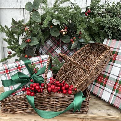Long Wicker Basket With Handle Set of 2