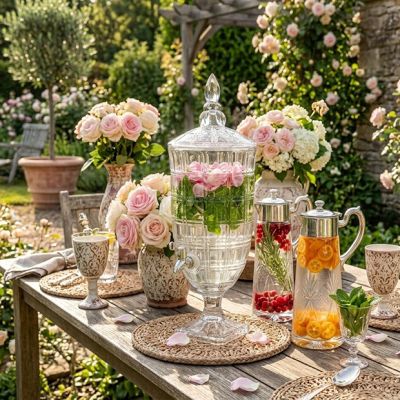 Lovely Lidded Glass Refreshment Dispenser
