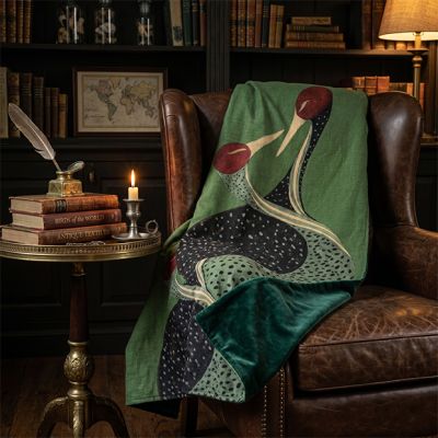 Loving Cranes Velvet Back Throw Blanket