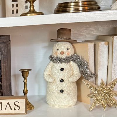Mache Tabletop Snowman With Scarf