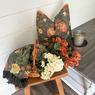 Moody Floral Fringed Throw Blanket