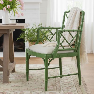 Mahogany Chippendale Armchair Green