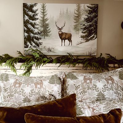 Majestic Buck in a Snowy Forest Canvas Wall Art