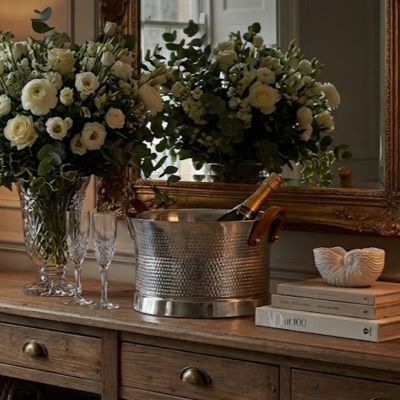 Manor House Hammered Metal Ice Bucket 21 Inch Round