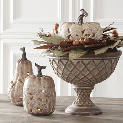 Maple Leaf Cutout Tabletop Pumpkins Set of 3