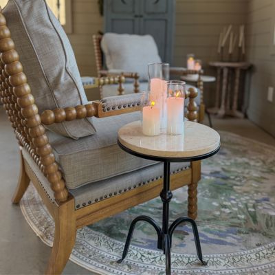 Marble Top Pedestal Accent Table