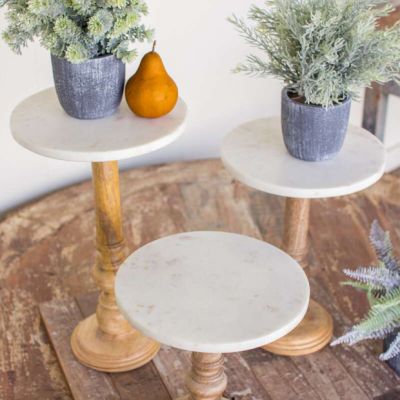 Marble Top Pedestal Display Stands Set of 3
