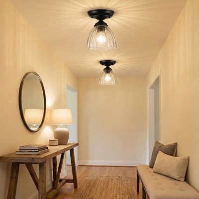 Matte Black Semi Flush with Clear Glass