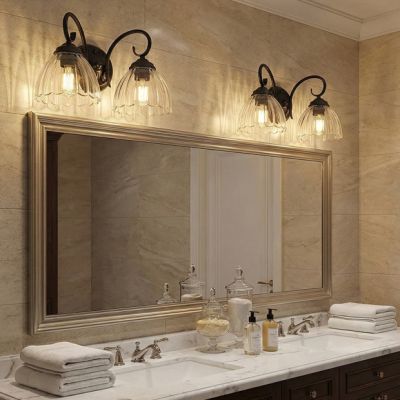 Matte Black Vanity Light with Clear Glass