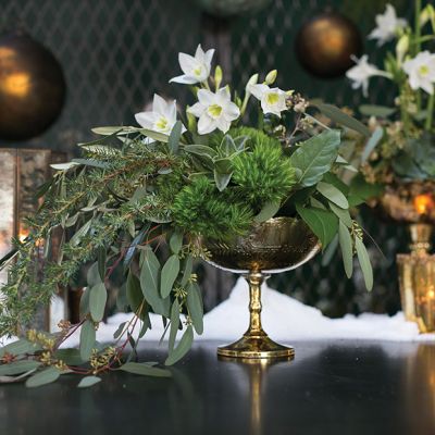 Mercury Glass Gold Compote 7 Inch