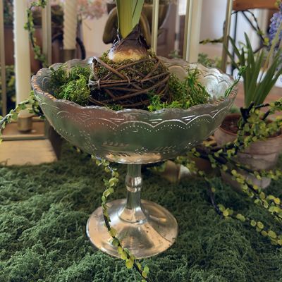 Mercury Glass Silver Compote 7 Inch