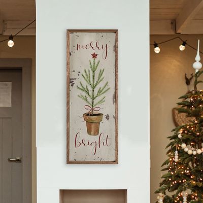 Merry Bright Tree Whitewash Wall Art