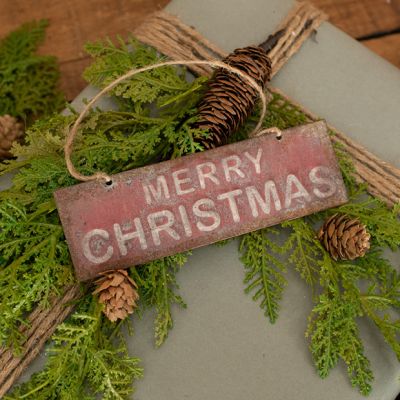 Merry Christmas Hanging Metal Ornament
