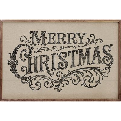 Merry Christmas Ornate White Background Wall Art