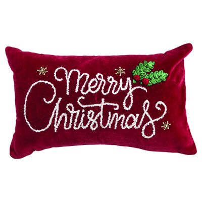 Merry Christmas Velvet Lumbar Pillow